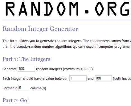 Random.org Generatore Casuale Numeri Interi