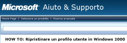 Microsoft Windows 2000 Ripristinare Profilo Utente
